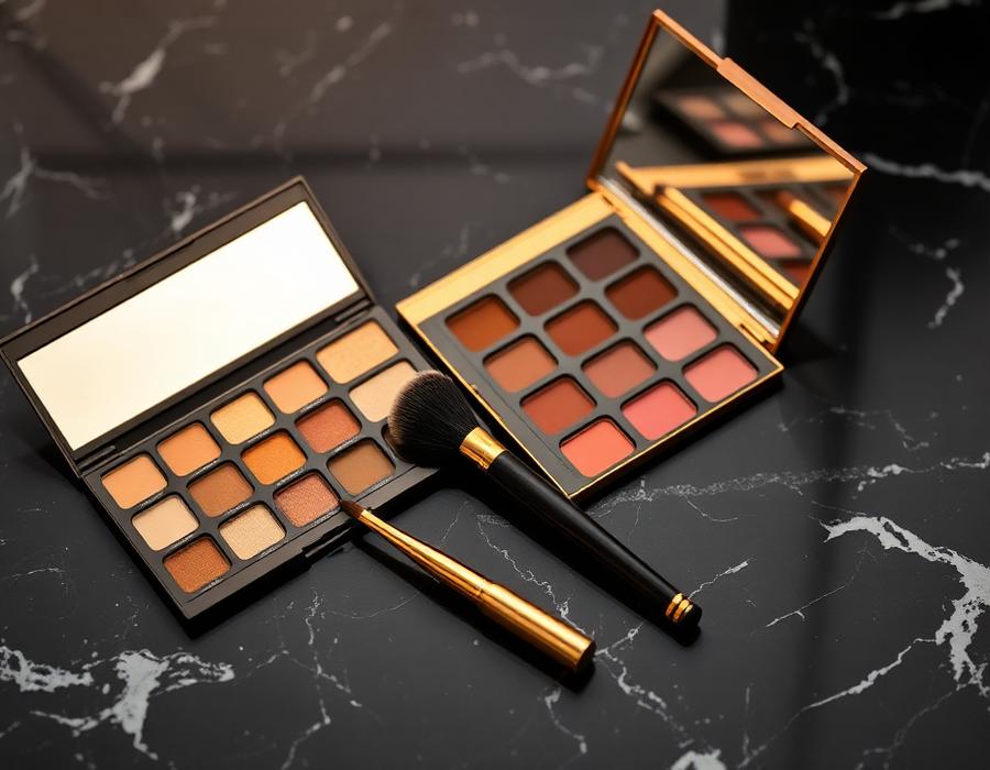 Luxury makeup palette flatlay